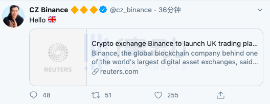 币安将于今年夏天推出合规平台Binance UK，或将支持多达 65 种加密资产n          n              n                                        交易时间n                                    n                    43分钟前