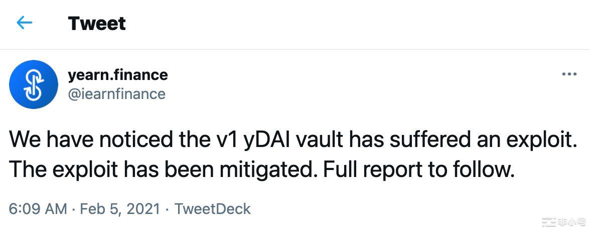 Yearn 遭到攻击损失1100万美元，目前该漏洞已得到缓解