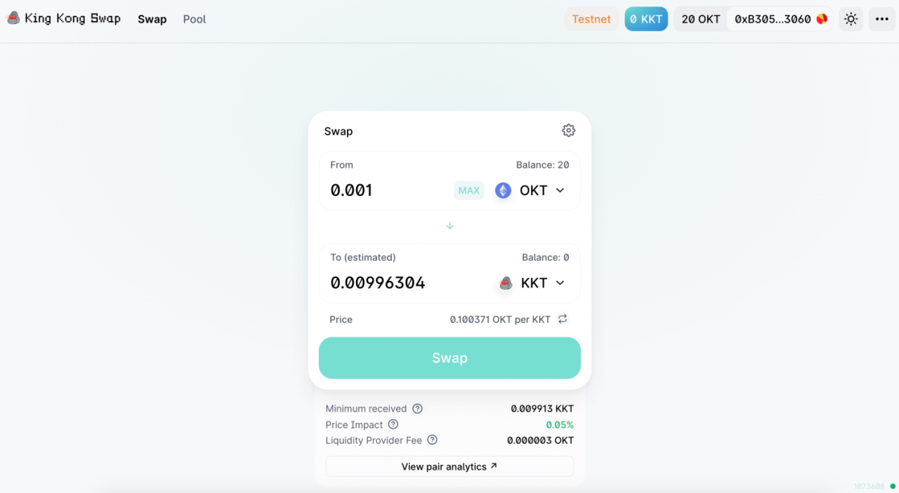 kingkongswap在OKExChain测试网使用教程