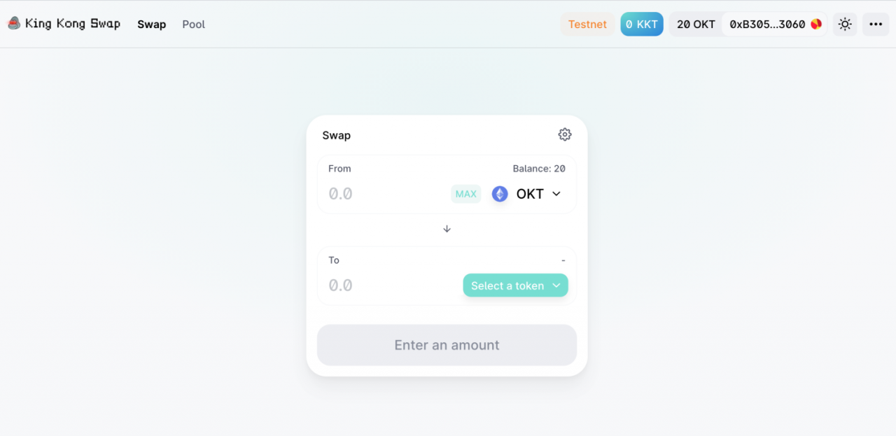 kingkongswap在OKExChain测试网使用教程