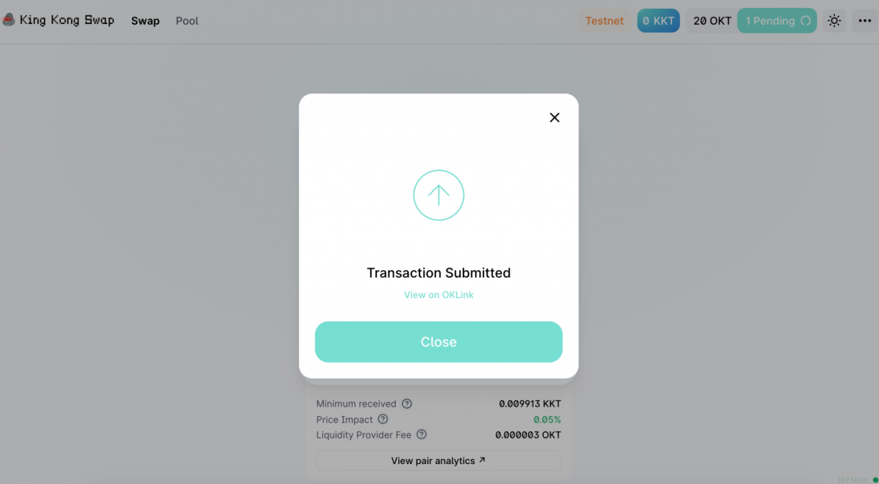 kingkongswap在OKExChain测试网使用教程