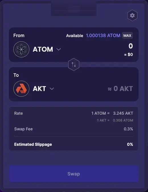 如何在 Osmosis 上存取 AKT 代币和提供流动性